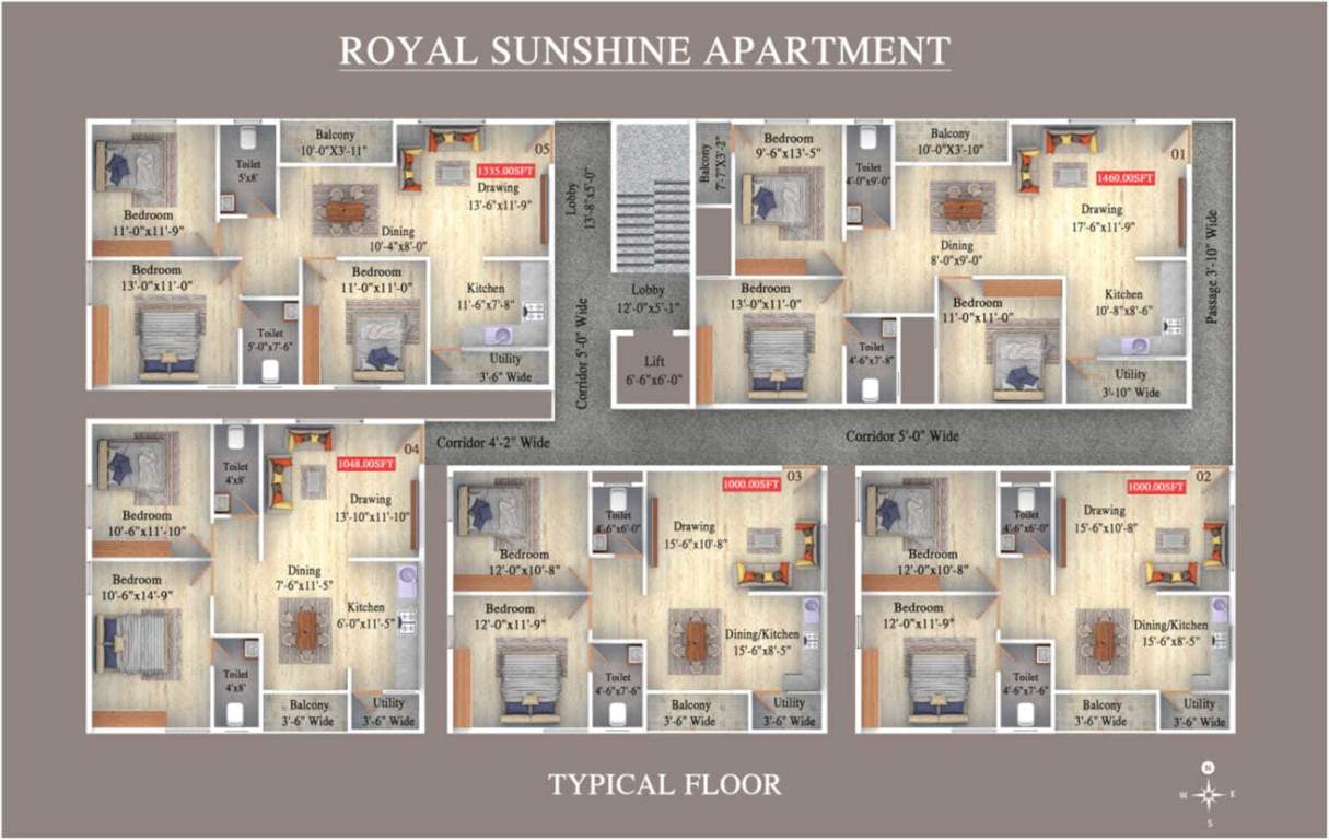  sunshine apartment Sunshine Apartment Cluster Plan from 1st to 5th Floor