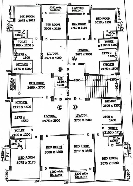  twin tower Block 1 Cluster Plan For Typical Floor Plan