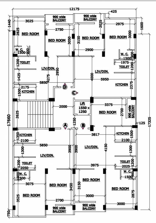  twin tower Block 2 Cluster Plan For Typical Floor Plan