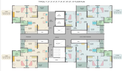 eastern-front C Wing Cluster Plan From 1st To 13th Floor Expect 6th And 11th 