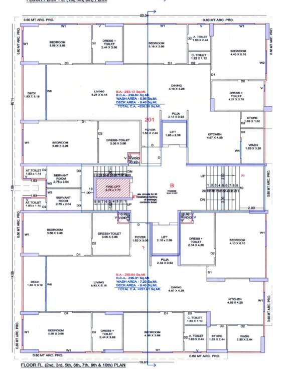  elrica B Typical Cluster Plan  Except 1st, 4th, 8th, 11th And 12th Floor 