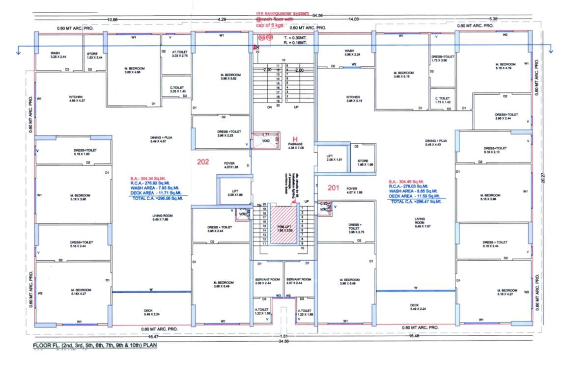  elrica H Cluster Plan For 2nd, 3rd, 5th, 6th, 7th, 9th, 10th Floor 