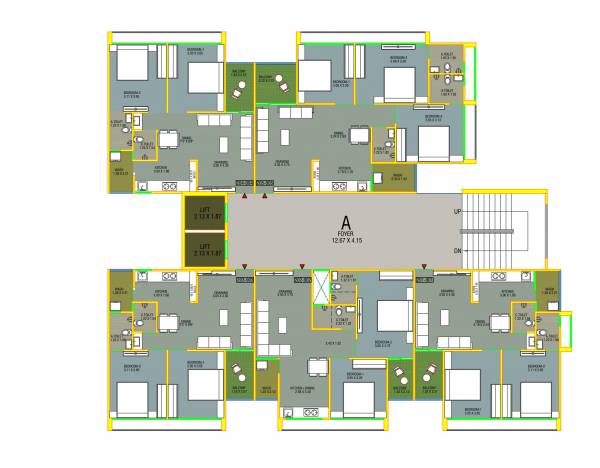  radhe-county Block A Cluster Plan from 2nd to 9th Floor