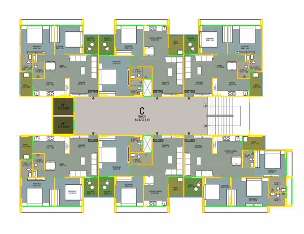  radhe-county Block C Cluster Plan from 2nd to 10th Floor
