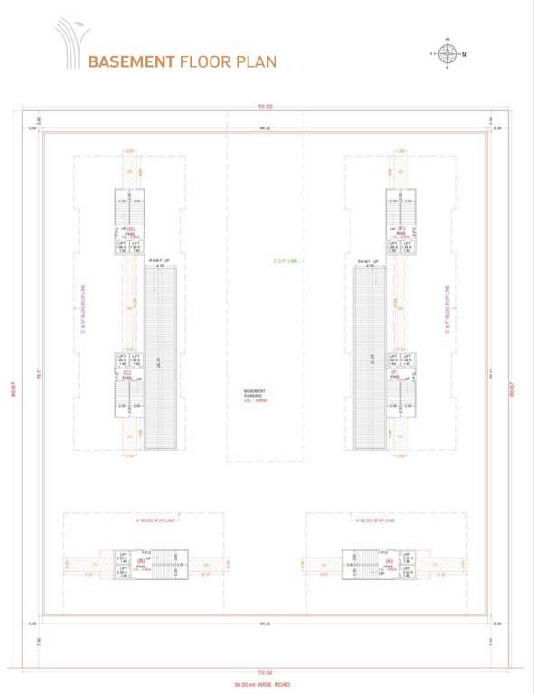  vraj platinum Block A,B,C,D,E& F Basement Floor Cluster Plan