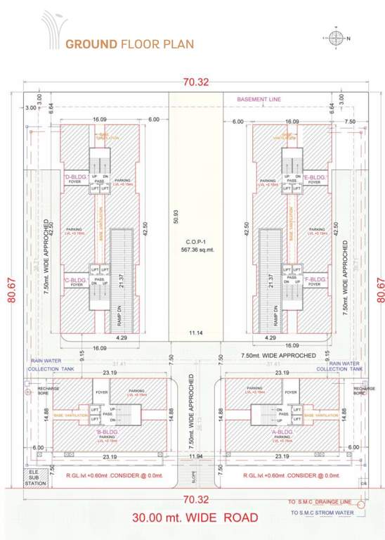  vraj platinum Block A,B,C,D,E& F GrounD Floor Cluster Plan