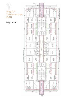  vraj-platinum Block E & F Cluster Plan from 1st to 14th Floor
