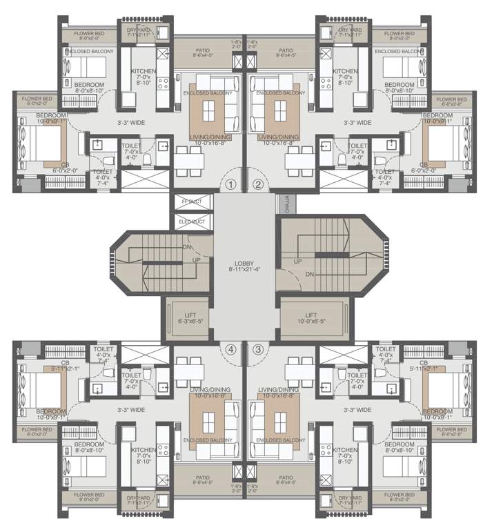  amavi 303 Cluster Plan Wing 14 And 15 From 2nd,4th, 8th To 10th Floor