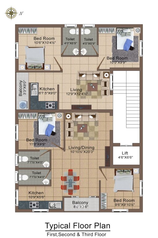  adiya Adiya Cluster Plan from 1st to 3rd Floor
