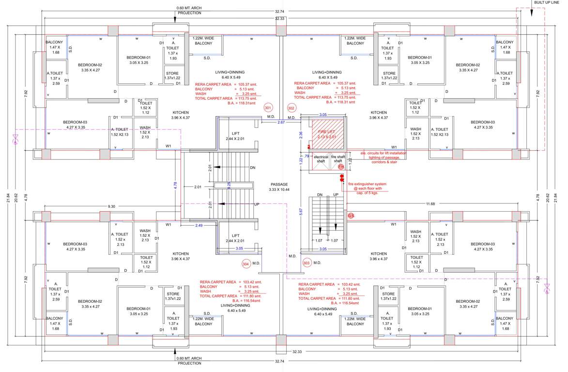 ashtavinayak homes Block B Cluster Plan From 3rd To 8th, 10th And 11th Floor, 13th And 14th Floor, 15th, 16th And 17th Floor To 19th Floor