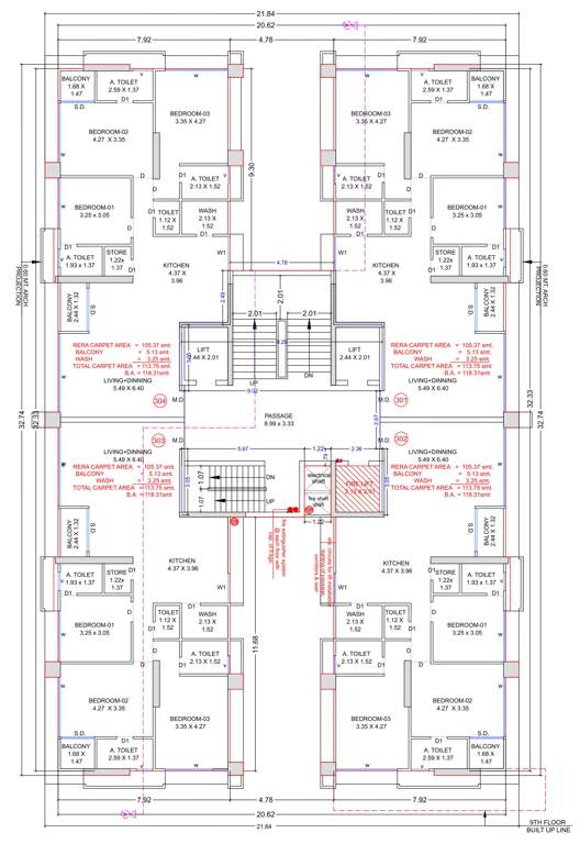 ashtavinayak homes Block C Cluster Plan From 3rd To 8th, 10th And 11th Floor, 13th And 14th Floor, 15th, 16th And 17th Floor To 19th Floor