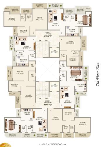  swamini-heights Swamini Heights - A, B Wing Cluster Plan For 7th Floor