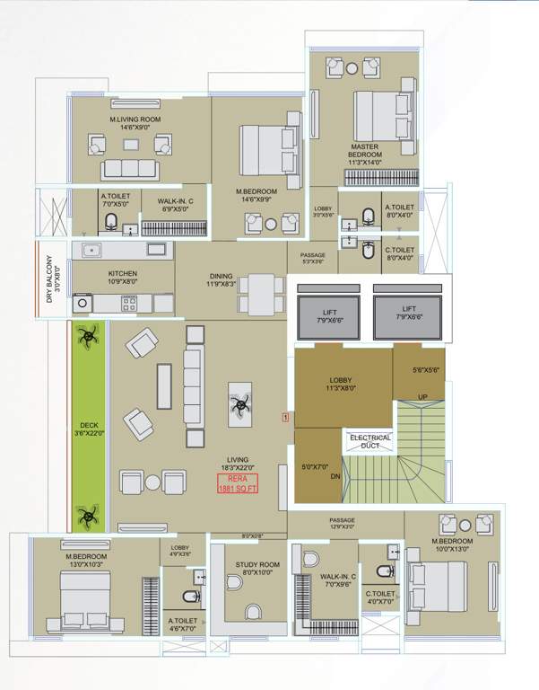  ganga niwas chs ltd Ganga Niwas CHS LTD A Wing Cluster Plan for 8th Floor