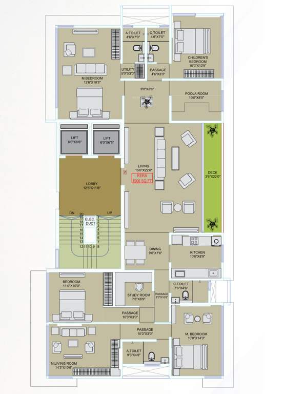  ganga niwas chs ltd Ganga Niwas CHS LTD B Wing Cluster Plan for 8th Floor