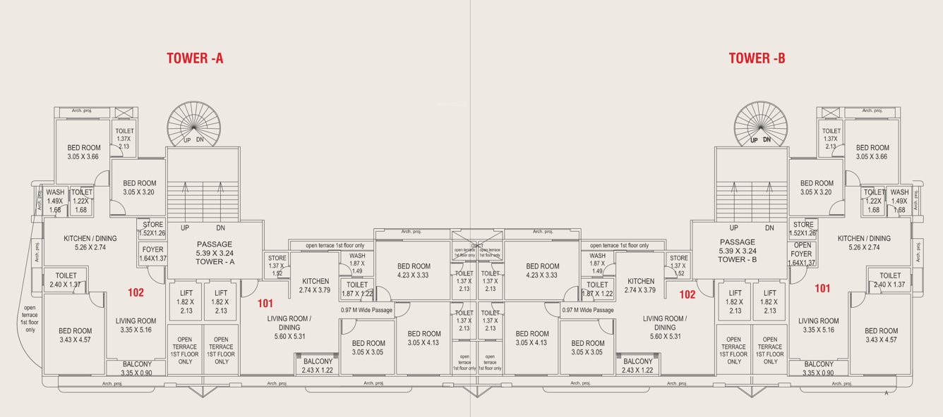 courtyard regalia Block A And B Cluster Plan For 1st Floor