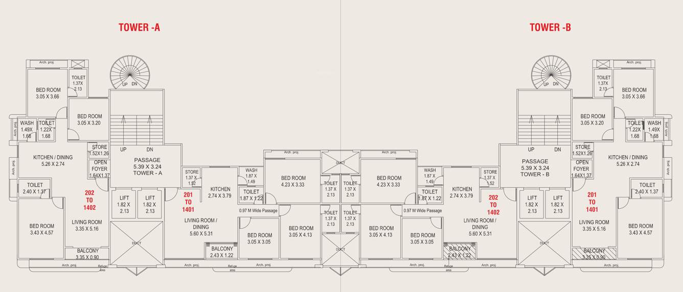 courtyard regalia Block A And B Cluster Plan From 2nd To 13th Floor
