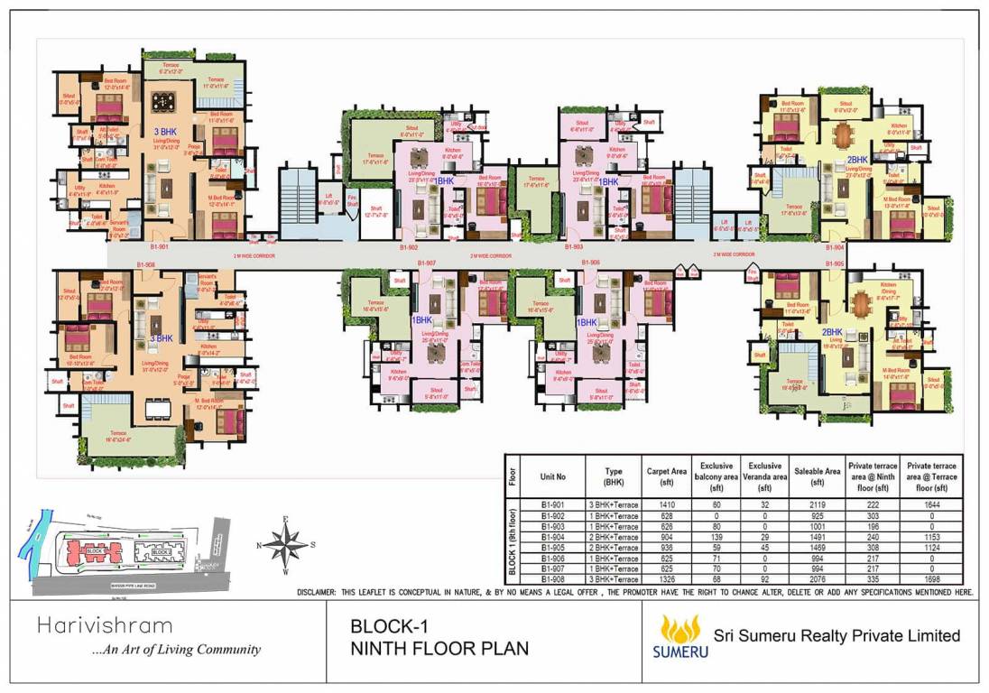  harivishram Block 1 Cluster Plan For 9th Floor