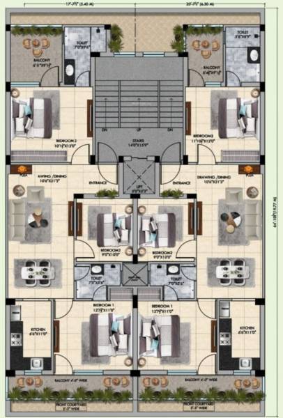  basera-floors Basera Puri Kohinoor Floors Typical Cluster Plan