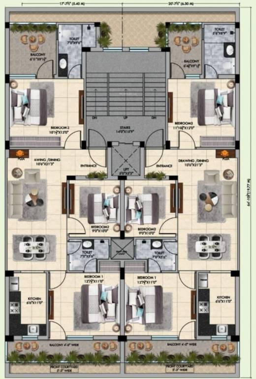 basera floors Basera Puri Kohinoor Floors Typical Cluster Plan