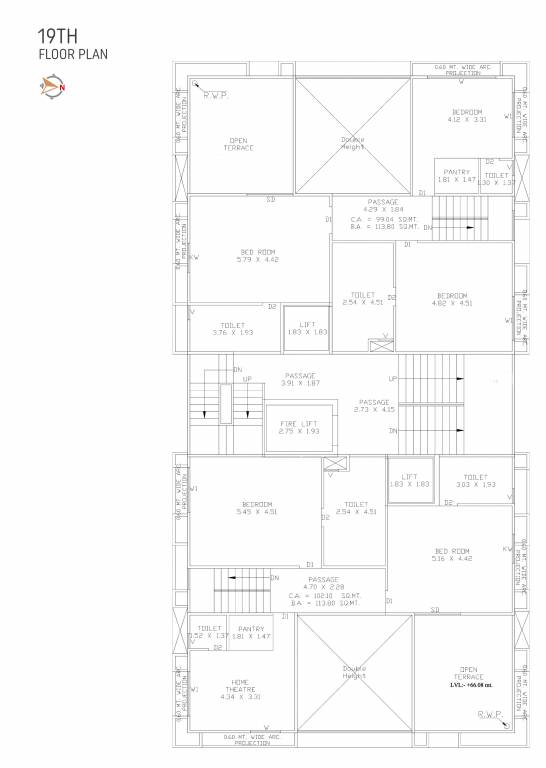 castello A + B Cluster Plan For 19th Floor