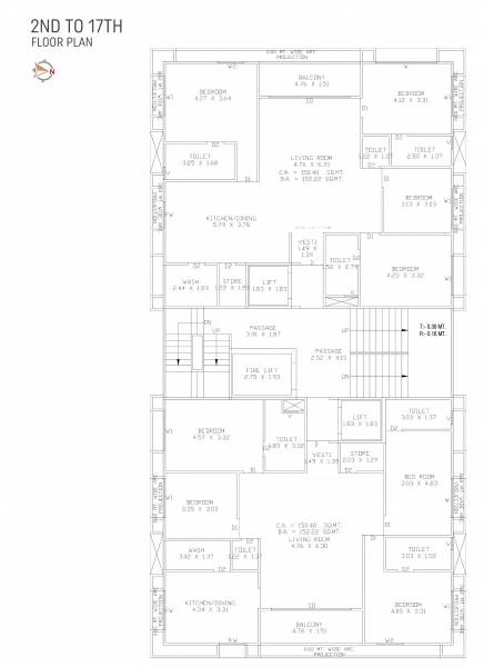 A + B Cluster Plan From 2nd To 17th Floor castello A + B Cluster Plan From 2nd To 17th Floor