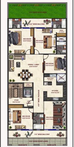  builder-floor-405-sq-yd Builder Floor 405 Sq Yd Cluster Plan from 1st to 4th Floor