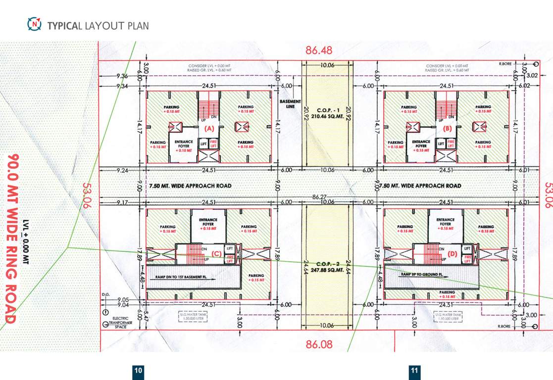 tilak heritage Block A,B,C&D Typical Floor Cluster Plan