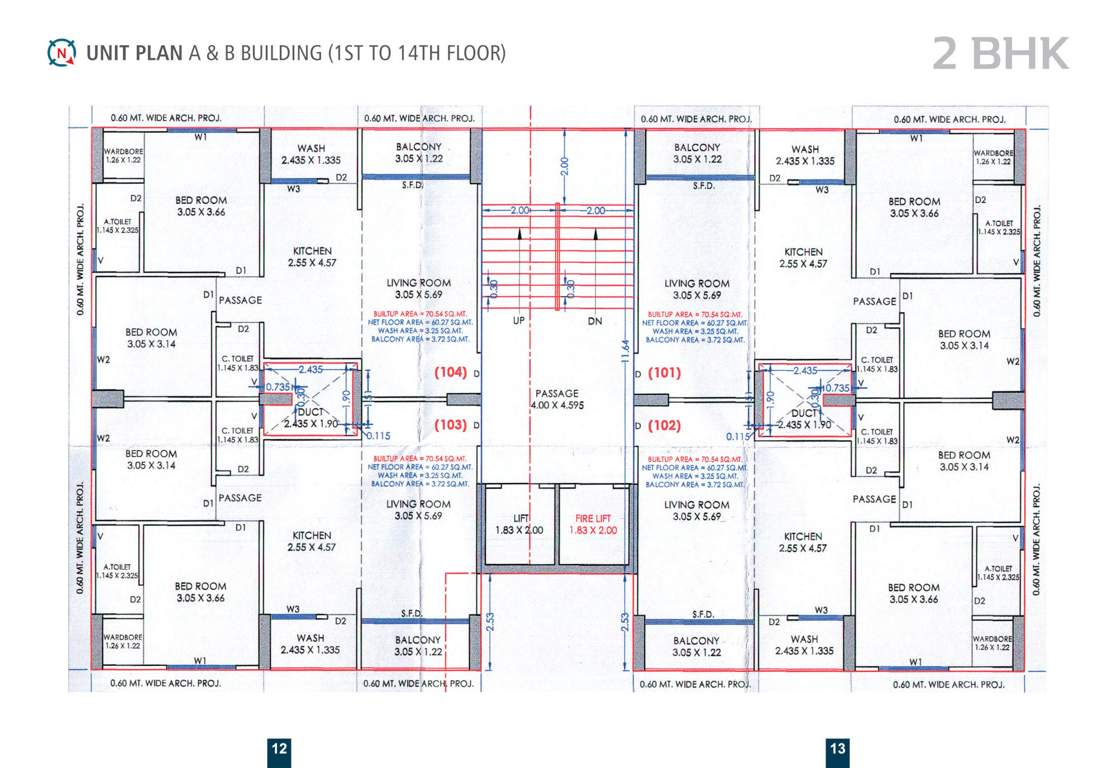 tilak heritage Block A Cluster Plan from 1st to 14th Floor