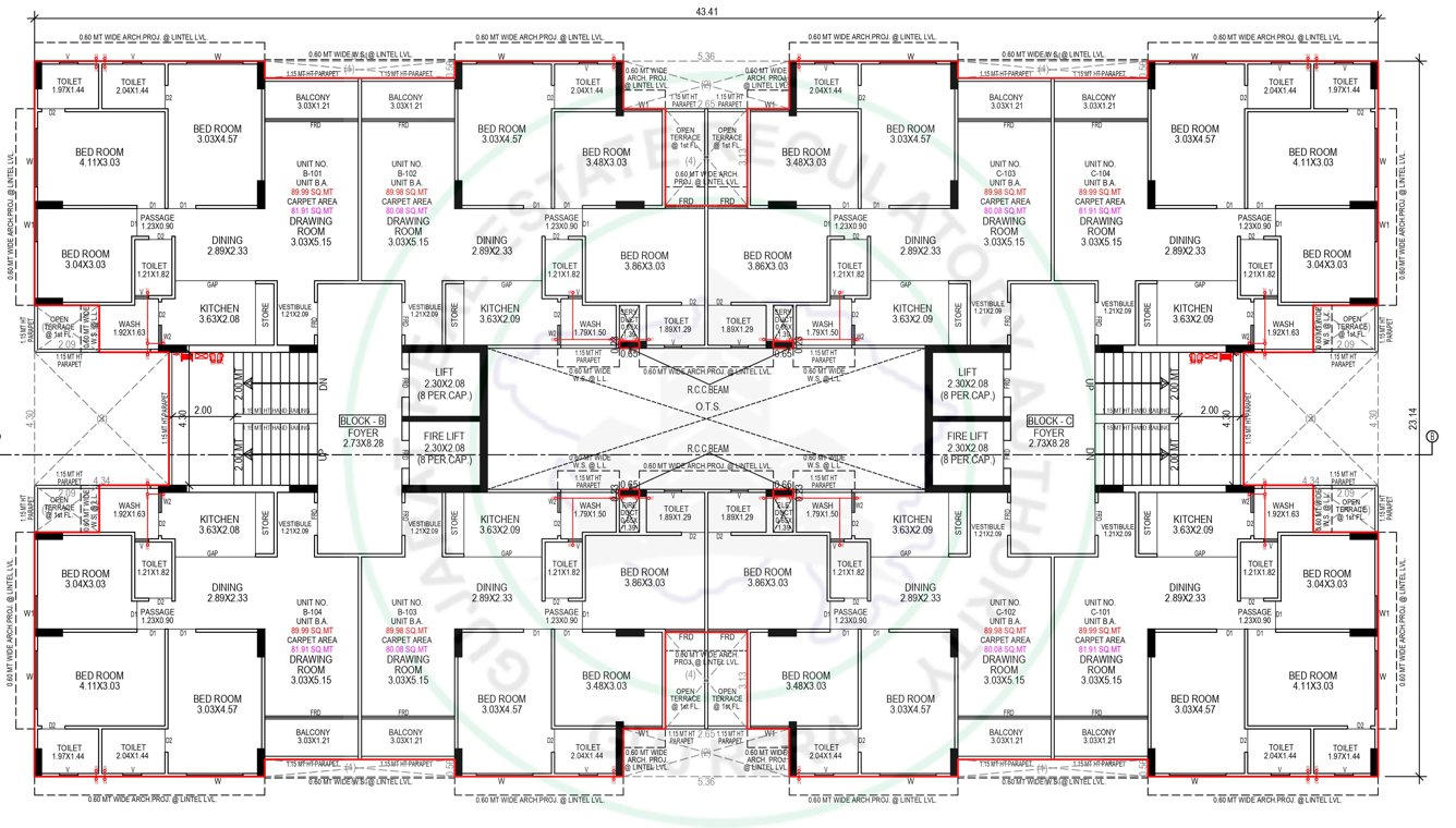  samesh Block B And C Cluster Plan For 1st Floor