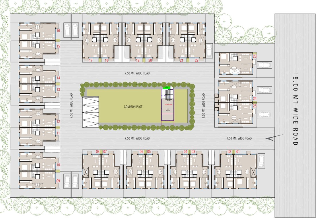  bungalows Layout Plan