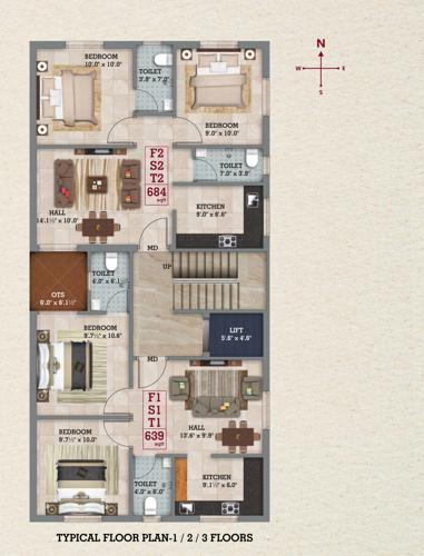  sri-vijayalakshmi Sri Vijayalakshmi Cluster Plan from 1st to 3rd Floor