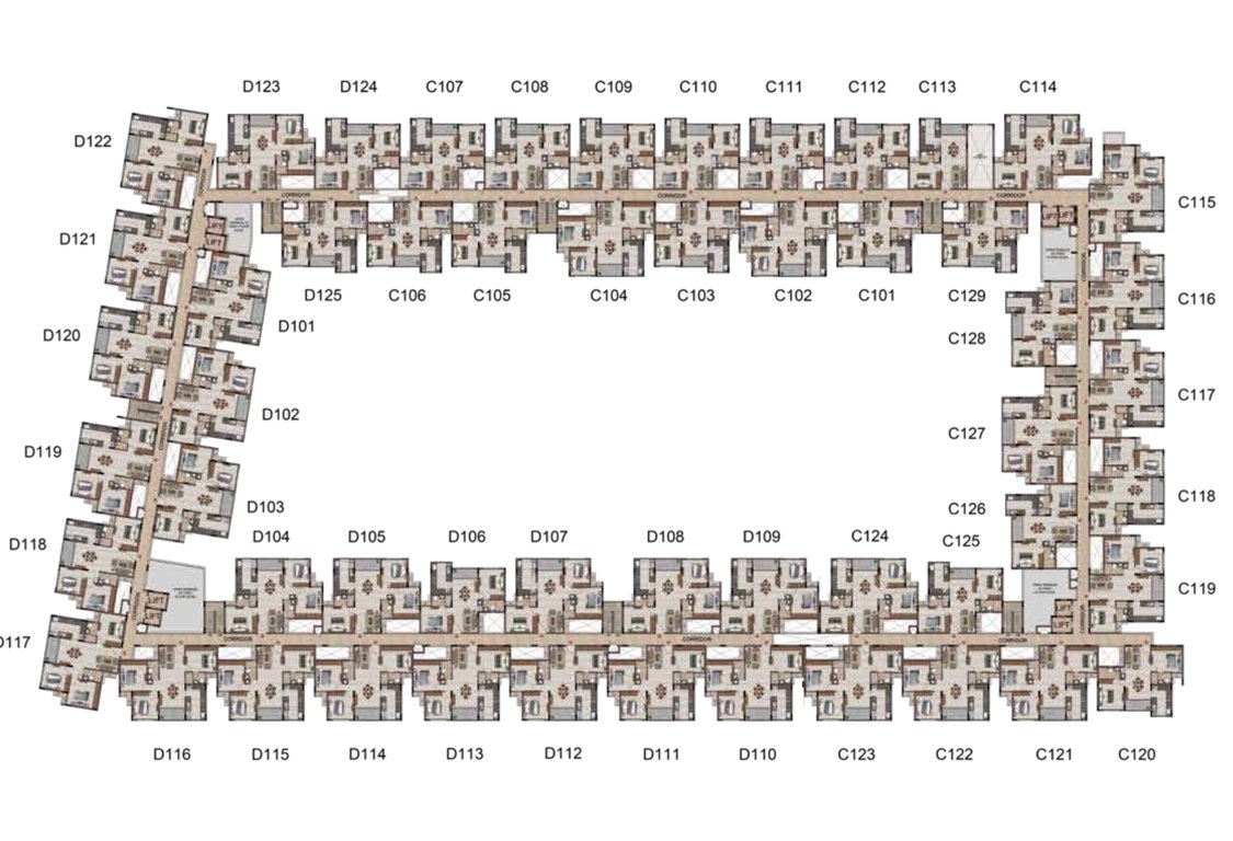  french town Tower 2 Block C And D Cluster Plan For 1st Floor