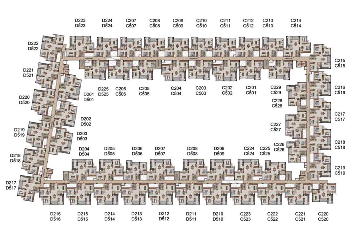  french town Tower 2 Block C And D Cluster Plan From 2nd To 5th Floor