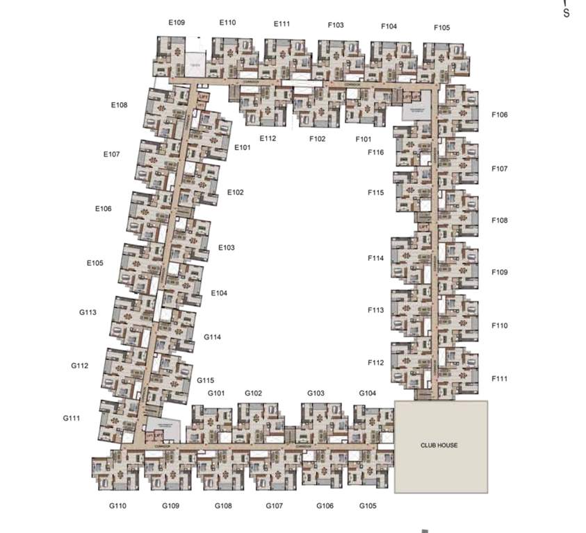  french town Tower 3 Block E,F And G Cluster Plan For 1st Floor