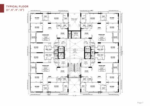  greenz Block A Cluster Plan for 3, 6, 9 And 12 Floor