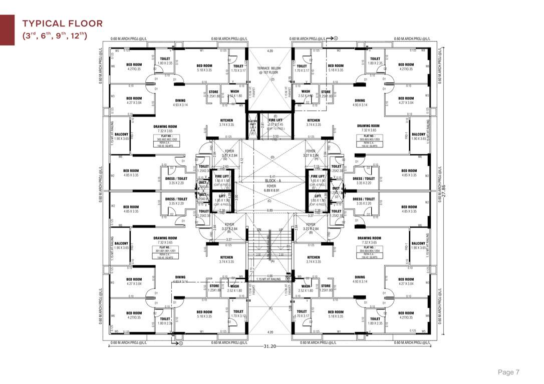greenz Block A Cluster Plan for 3, 6, 9 And 12 Floor