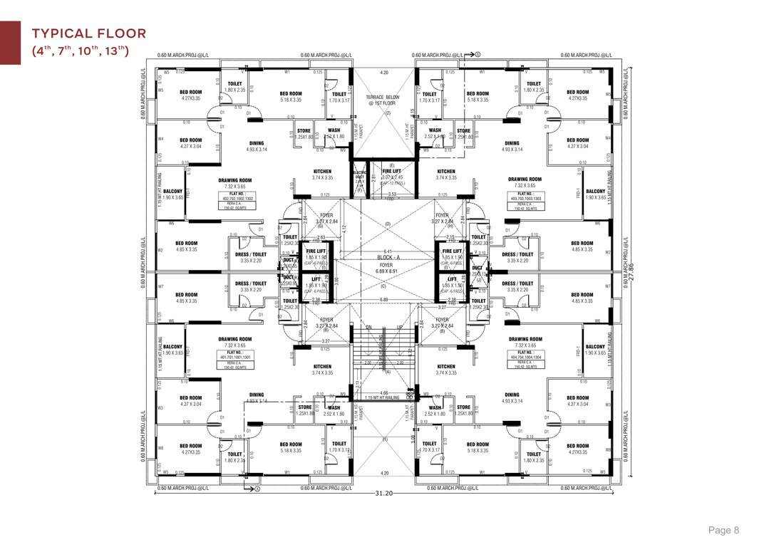 greenz Block A Cluster Plan for 4, 7, 10 And 13 Floor