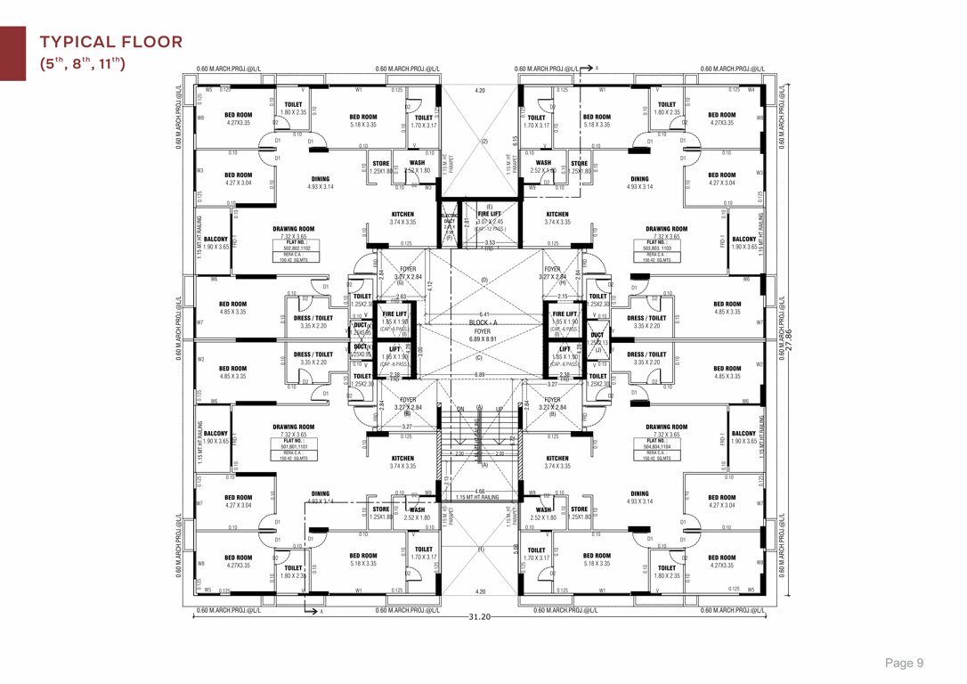 greenz Block A Cluster Plan for 5, 8 And 11 Floor