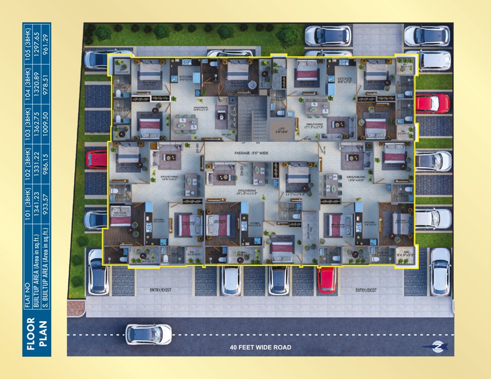  sadhana residency iv Block Number 1 Cluster Plan for Typical Floor