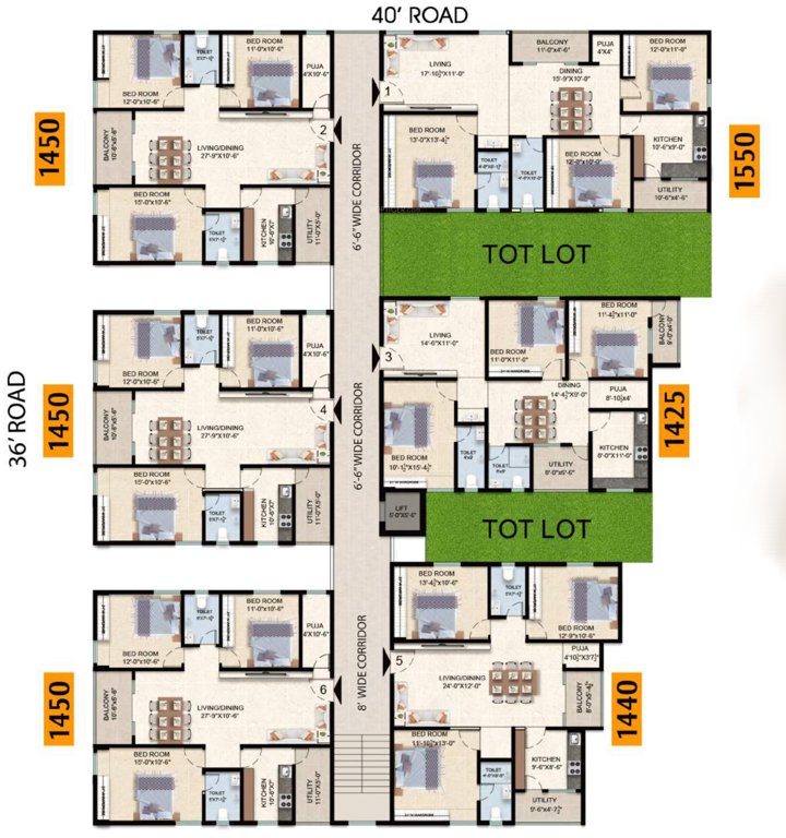 grand Tower 1 To T3 Cluster Plan for Typical Floor