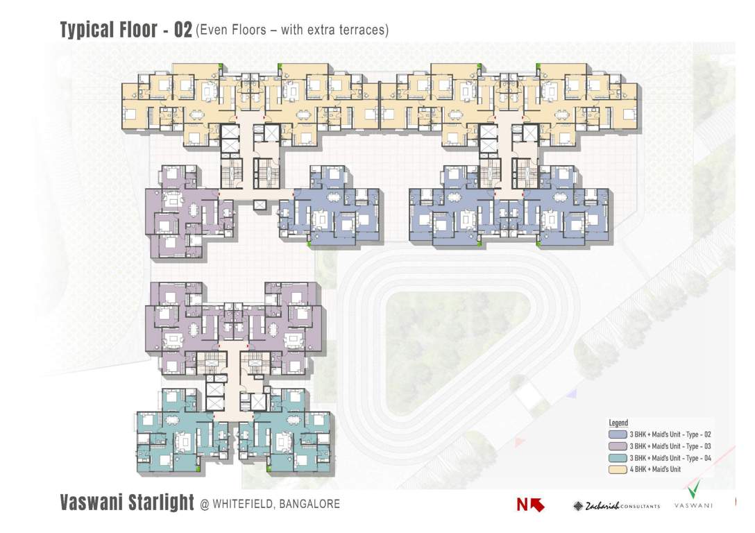  starlight Tower T1 To T3 Cluster Plan for Even Floor