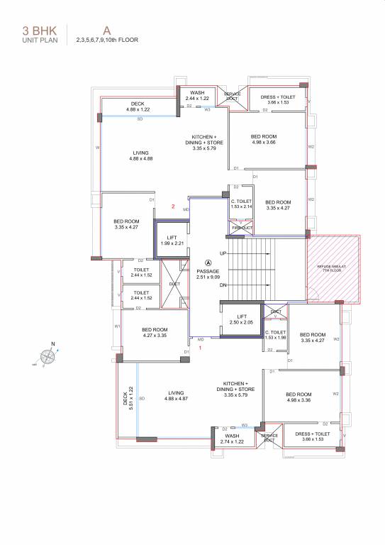 epitome Block A Cluster Plan from 2nd to 10th Floor