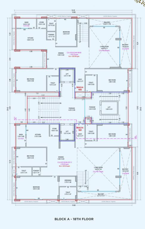  central park Block A Cluster Plan for 18th Floor