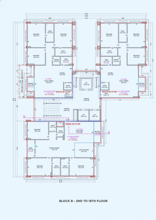  central park Block B Cluster Plan from 2nd to 18th Floor