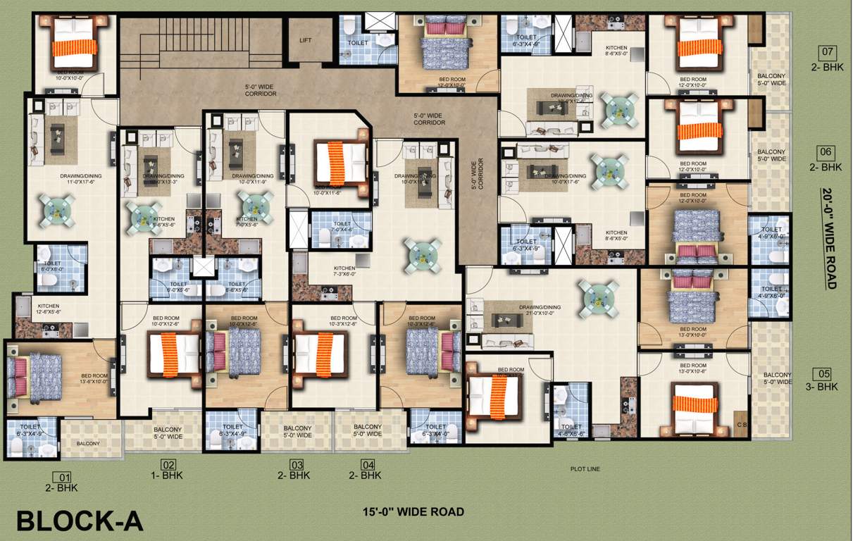  orchid residency Block A Typical Cluster Plan