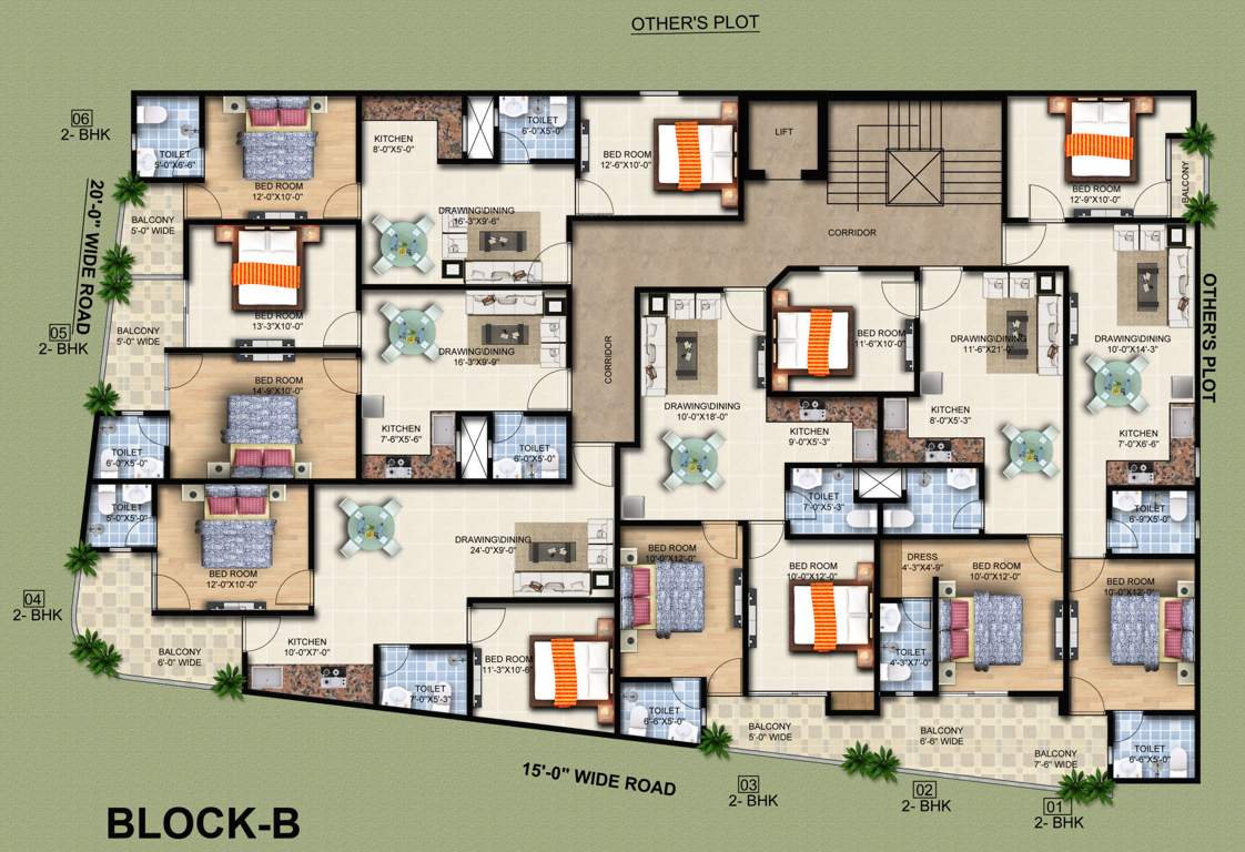  orchid residency Block B Typical Cluster Plan