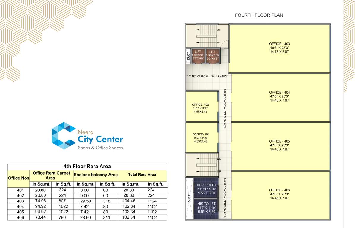  neera city centre Neera City Centre Cluster Plan for 4th Floor