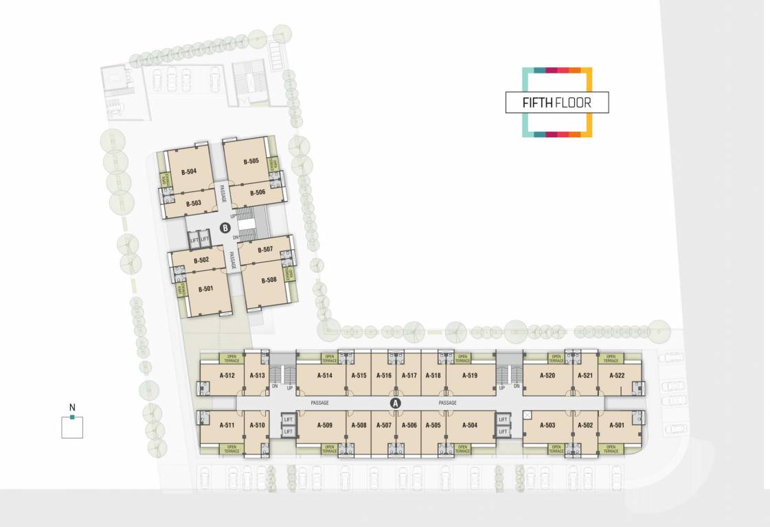  sanskrit galleria A + B Cluster Plan For 5th Floor