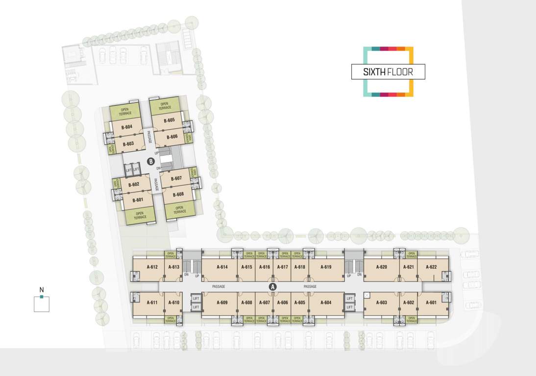  sanskrit galleria A + B Cluster Plan For 6th Floor
