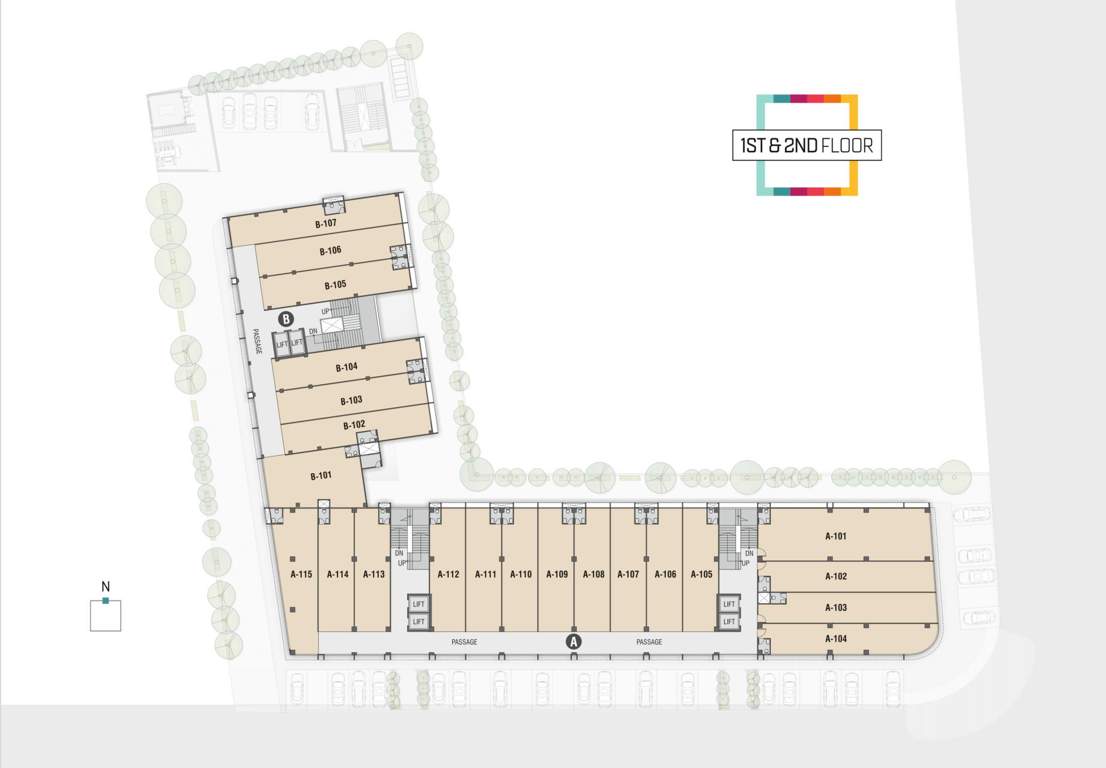  sanskrit galleria A + B Cluster Plan From 1st To 2nd Floor